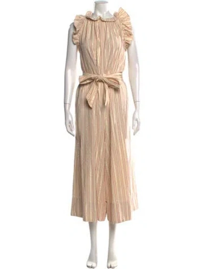 Pre-owned Ulla Johnson Striped Scoop Neck Jumpsuit In Neutral