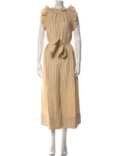 Pre-owned Ulla Johnson Striped Scoop Neck Jumpsuit In Neutrals