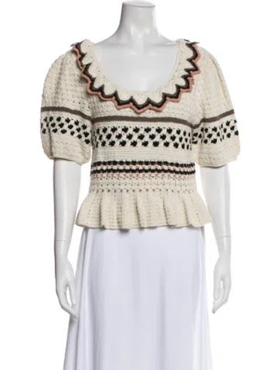 Pre-owned Ulla Johnson Striped Scoop Neck Sweater In Blue