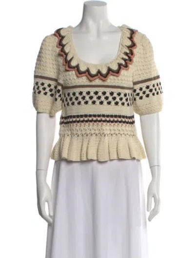 Pre-owned Ulla Johnson Striped Scoop Neck Sweater In Neutral