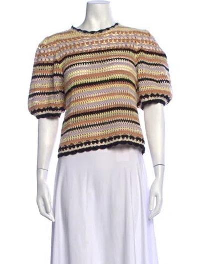Pre-owned Ulla Johnson Striped Scoop Neck Sweater In Neutrals