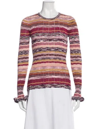 Pre-owned Ulla Johnson Striped Scoop Neck Sweater In Pink