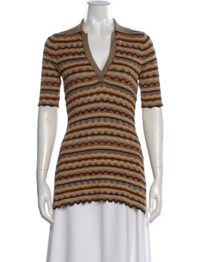 Pre-owned Ulla Johnson Striped Short Sleeve Polo In Multi