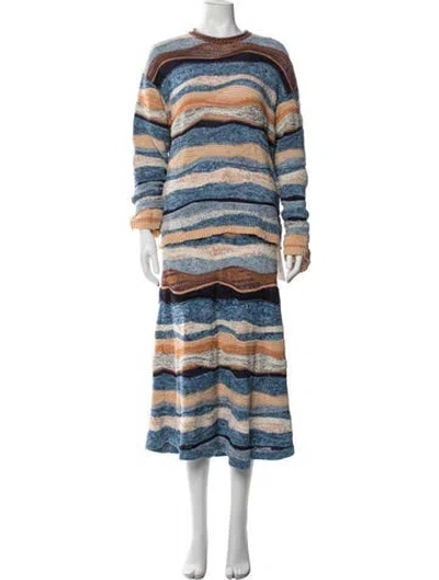 Pre-owned Ulla Johnson Striped Skirt Set In Blue/orange