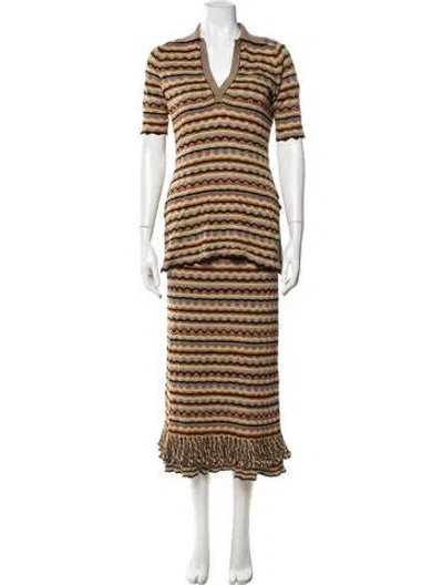 Pre-owned Ulla Johnson Striped Skirt Set In Brown