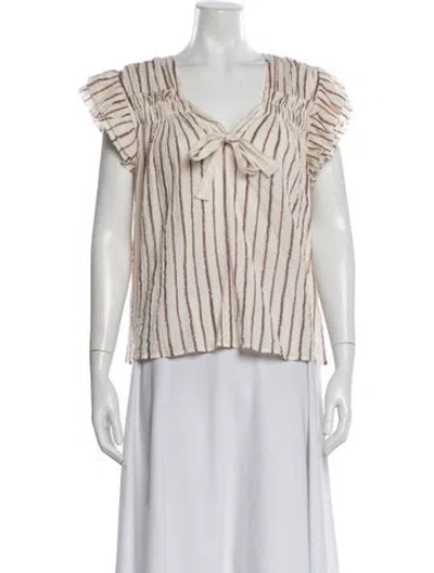 Pre-owned Ulla Johnson Striped Tie Neck Blouse