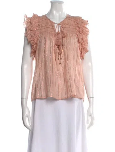 Pre-owned Ulla Johnson Striped Tie Neck Blouse