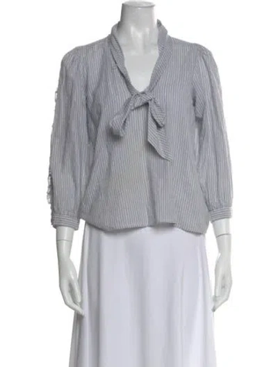 Pre-owned Ulla Johnson Striped Tie Neck Blouse