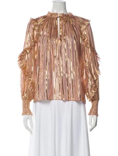 Pre-owned Ulla Johnson Striped Tie Neck Blouse In Pink