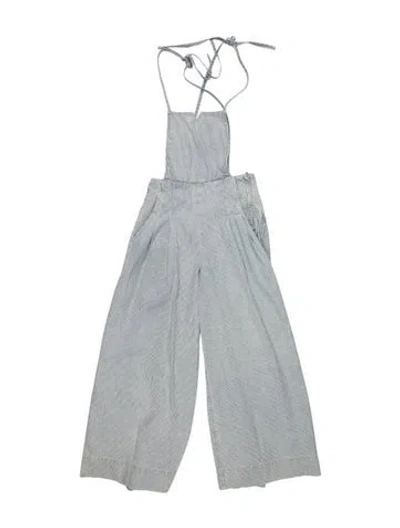 Pre-owned Ulla Johnson Striped Tie Neck Overalls In Blue