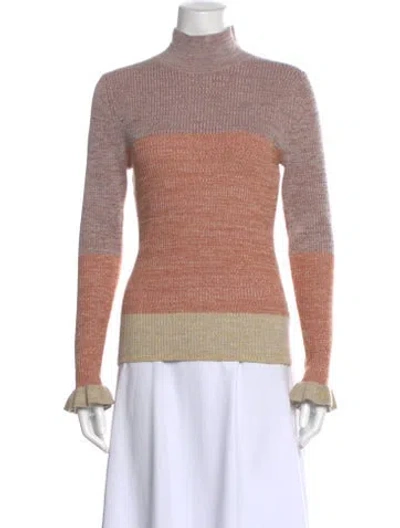 Pre-owned Ulla Johnson Striped Turtleneck Sweater W/ Tags In Neutral
