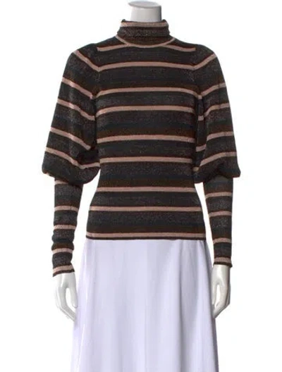 Pre-owned Ulla Johnson Striped Turtleneck Sweatshirt In Multi