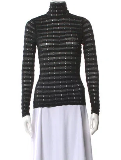 Pre-owned Ulla Johnson Striped Turtleneck Top In Black