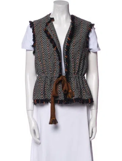 Pre-owned Ulla Johnson Striped Vest In Black