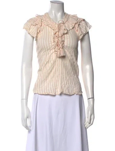 Pre-owned Ulla Johnson Striped V-neck Blouse
