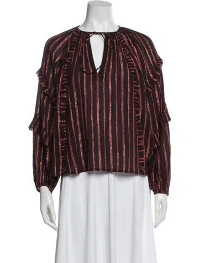 Pre-owned Ulla Johnson Striped V-neck Blouse In Brown