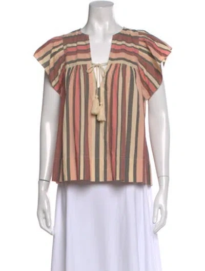 Pre-owned Ulla Johnson Striped V-neck Blouse In Multi