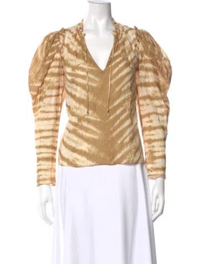 Pre-owned Ulla Johnson Striped V-neck Blouse In Neutral