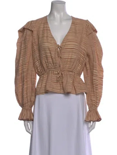 Pre-owned Ulla Johnson Striped V-neck Blouse In Neutral