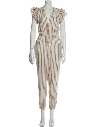 Pre-owned Ulla Johnson Striped V-neck Jumpsuit
