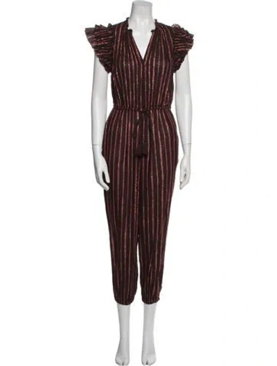 Pre-owned Ulla Johnson Striped V-neck Jumpsuit In Multi