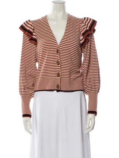 Pre-owned Ulla Johnson Striped V-neck Sweater In Neutral
