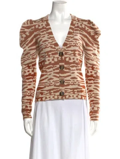 Pre-owned Ulla Johnson Striped V-neck Sweater In White