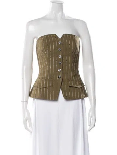 Pre-owned Ulla Johnson Striped V-neck Top In White