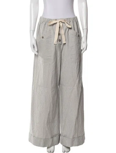 Pre-owned Ulla Johnson Striped Wide Leg Pants In Blue