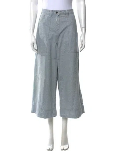Pre-owned Ulla Johnson Striped Wide Leg Pants In Blue