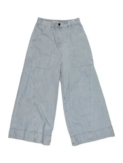 Pre-owned Ulla Johnson Striped Wide Leg Pants In Blue