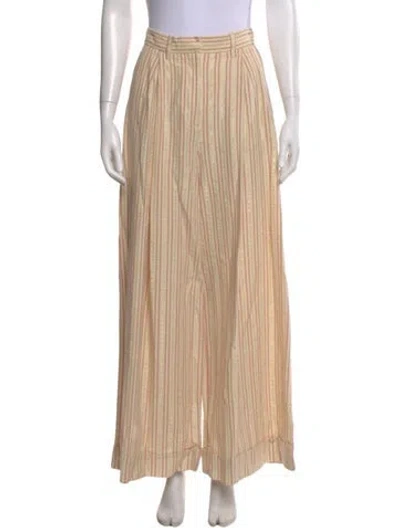 Pre-owned Ulla Johnson Striped Wide Leg Pants In Neutral