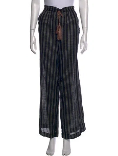 Pre-owned Ulla Johnson Striped Wide Leg Pants W/ Tags In Black
