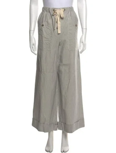 Pre-owned Ulla Johnson Striped Wide Leg Pants In White