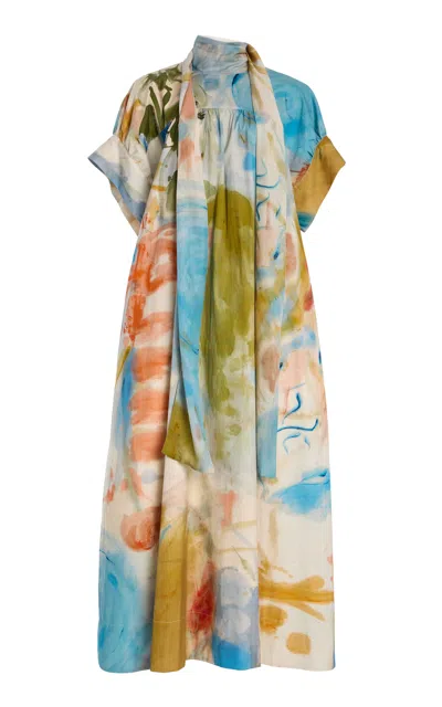 Ulla Johnson Studio Printed Cotton-poplin Midi Dress In Multi