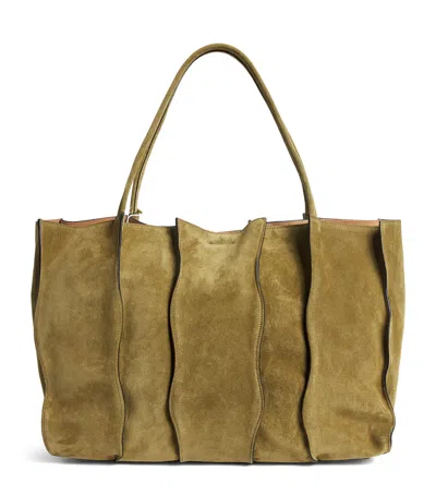 Ulla Johnson Suede Adria Tote Bag In Green