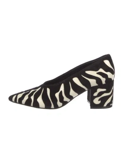 Pre-owned Ulla Johnson Suede Animal Print Pumps In Black