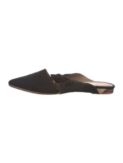 Pre-owned Ulla Johnson Suede Bow Accents Mules In Black