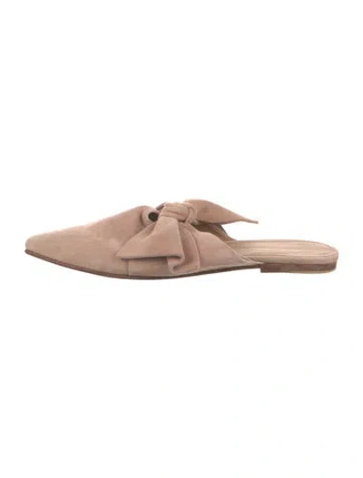 Pre-owned Ulla Johnson Suede Bow Accents Mules In Neutrals