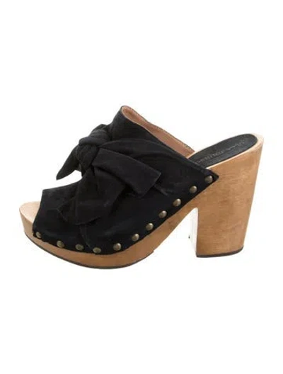 Pre-owned Ulla Johnson Suede Bow Accents Sandals In Black