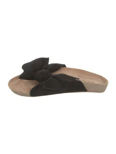 Pre-owned Ulla Johnson Suede Bow Accents Slides In Black
