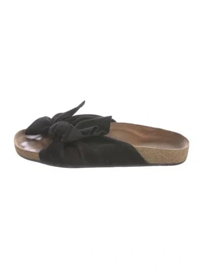 Pre-owned Ulla Johnson Suede Bow Accents Slides In Black
