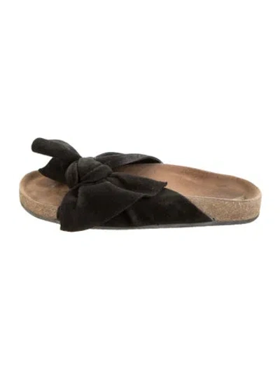 Pre-owned Ulla Johnson Suede Bow Accents Slides In Black