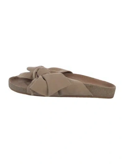 Pre-owned Ulla Johnson Suede Bow Accents Slides In Neutral