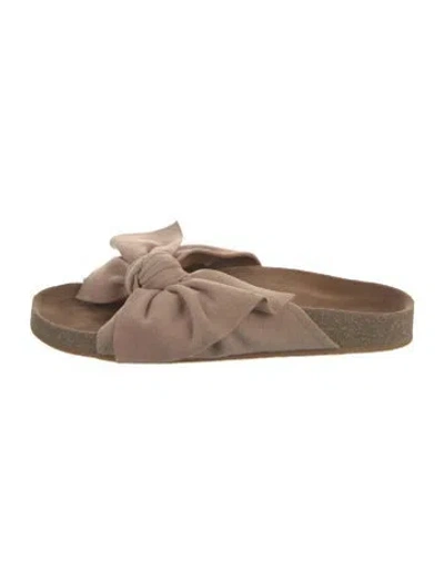 Pre-owned Ulla Johnson Suede Bow Accents Slides In Neutral