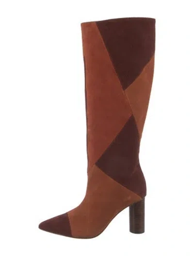 Pre-owned Ulla Johnson Suede Colorblock Pattern Boots In Brown