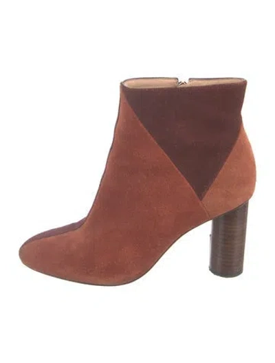 Pre-owned Ulla Johnson Suede Colorblock Pattern Boots In Orange