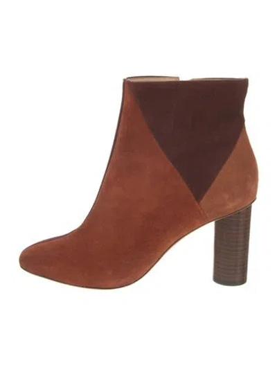 Pre-owned Ulla Johnson Suede Colorblock Pattern Boots In Orange