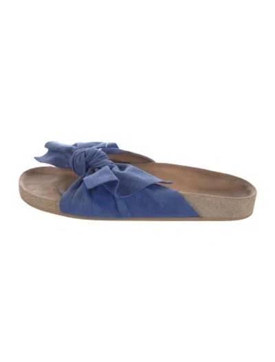 Pre-owned Ulla Johnson Suede Colorblock Pattern Slides In Blue