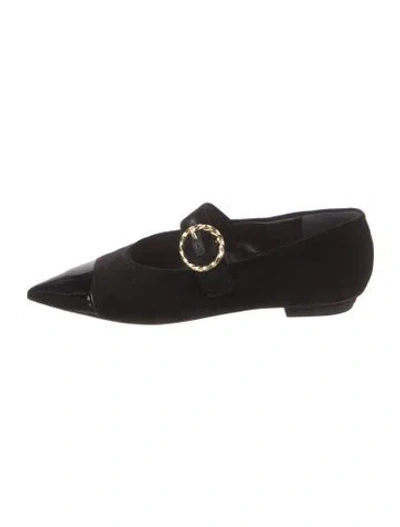 Pre-owned Ulla Johnson Suede Mary Jane Flats In Black